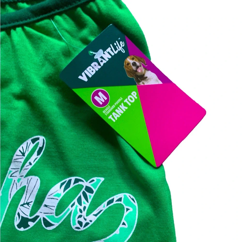 Vibrant Life  ‘Aloha Ladies’ Dog Tank Top Color Green Size M